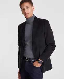 Мужской современный приталенный спортивный пиджак из эластичного вельвета с налокотниками Nautica, черный
