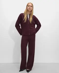Брюки женские прямого трикотажа с эластичным поясом Parfois, цвет Burdeos