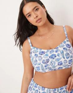 Бикини-топ Shelina Curve от ASOS DESIGN с принтом ракушек Asos Curve