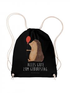 Mr. & Mrs. Panda Черная тканевая сумка с изображением воздушного шарика в виде ежика и надписью