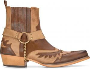 Мужские кожаные ковбойские ботинки на щиколотку коричневые, кубинские мотоциклетные Винклпикеры западного стиля Infinity Leather