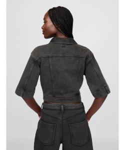 (W) Укороченная джинсовая куртка из плотной французской махровой ткани