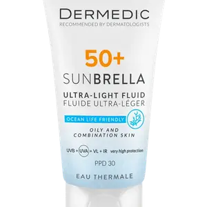 Ультралегкий защитный крем для лица с spf50 для жирной и комбинированной кожи, 40 мл Dermedic Sunbrella