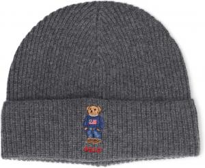 Polo Ralph Lauren мужская однотонная шапка-бини с флагом, Charcoal Heather