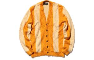 Полосатая хлопковая мохнатая кардиган Beams, желтый