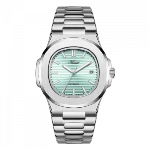 KUERST Часы Automatic Mechanical Movement Stainless Steel Watchband Watch Men's Watch Green Dial, Lake Blue Surface