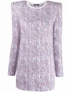 Платье с длинными рукавами и пайетками BALMAIN, синий