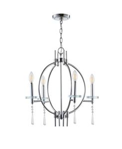 Подвесной светильник Laura 23 дюйма, хрустальный, металлический, со светодиодной подсветкой Jonathan Y, серебро