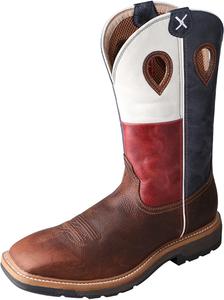 Мужские западные ботинки TWISTED X с 30 см алюминиевой носочной частью и технологией CellStretch, Brown & Texas Flag