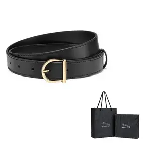 JAGUAR Винтажный женский кожаный ремень с пряжкой 2.5 см, Black