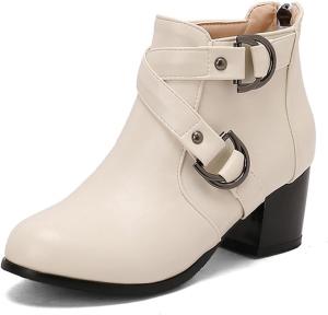 Женские ботильоны с массивным каблуком и пряжкой Taxutixieye, 81 Beige