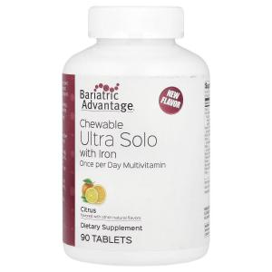 Жевательные таблетки Ultra Solo с железом, цитрусовые, 90 таблеток Bariatric Advantage