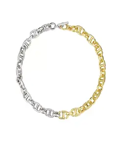 Двухцветное цепочное текстурированное ожерелье из 14-каратного золота Macy'S, gold