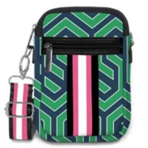 Сумка через плечо Carla Street из неопрена повседневная в зеленом и синем геометрическом принте Top It Off