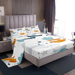 Erosebridal Комплект постельного белья с мультяшными облаками и самолетами в коричнево-серых тонах, Multi 15