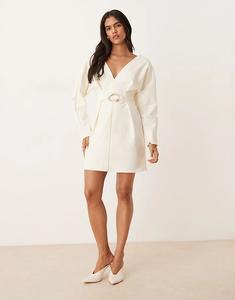 Мини-платье ASOS DESIGN с рукавами-коконами и фурнитурой цвета камня