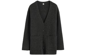 Toteme Кардиган из шерсти с эффектом меланжа с V-образным вырезом, цвет хизер серый
