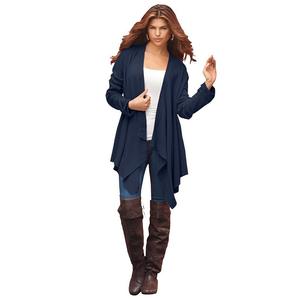 Женский кардиган больших размеров с платком и подолом Roaman's Plus Size, темно-синий