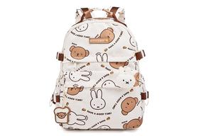 Полиэстеровый рюкзак большой размер женский экрю/черный Miffy, черно-белый