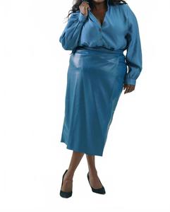 Бирюзовая веганская кожа юбка Jaspre - Плюс сайз Never fully dressed