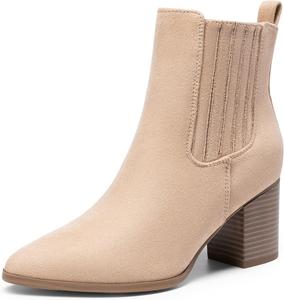 Женские ботильоны DREAM PAIRS с заостренным носком и массивным каблуком, короткие осенние ботинки, Sand