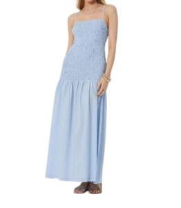 Смокинговое макси-платье в васильковом цвете Young fabulous & broke, синий