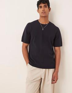 Трикотажная футболка ARKET темно-синего цвета