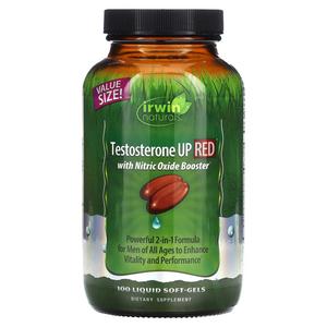 Testosterone UP Red с усилителем оксида азота, 100 мягких желатиновых капсул с жидкостью Irwin Naturals