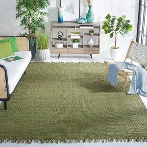 Ковер SAFAVIEH, 305 x 427 см, Natural Fiber Collection, Green, ручной работы бохо с бахромой, плетеный джут, идеально для помещений с высокой проходимостью в гостиной, спальне (NF368G)