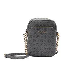 Сумка через плечо с цепочкой и логотипом covallero Carlo Colucci, серый