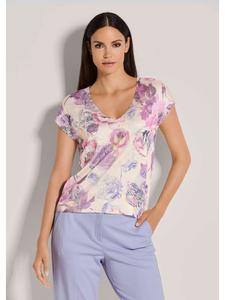 MADELEINE Свитер с короткими рукавами и принтом, нежно-розовый / светло-аметистовый / многоцветный