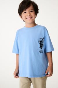 Футболка большого размера с короткими рукавами и культовым принтом для мальчиков из 100% хлопка Paul Smith Junior, синий