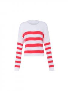 Женский вязаный свитер в кремово-белом и коралловом цветах myMo