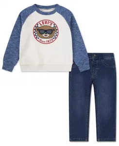 Мальчиковый комплект для малышей 2T-4T: мотосвитшот с 3D-принтом и джинсы Levi'S, синий