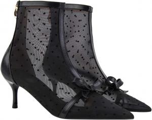 Женские ботильоны LEHOOR с острым носком, сетчатые, на шпильке, с высоким каблуком, в горошек, с молнией, летние ботинки, закрытый носок, с бантом, для женщин, сексуальные, для вечеринки или торжественного выхода, размеры 4-11 США, Mesh Black