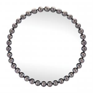 Зеркало настенное круглое Melrose International с бусинами, 60 см, серый