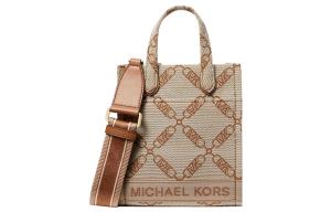 Сумка-шоппер Gigi из ткани, Сумка для покупок, Женская сумка через плечо, Сумка-кроссбоди бежево-желтая и коричневая MICHAEL KORS