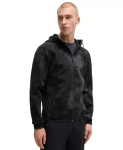 Мужская худи с молнией и светоотражающим принтом Hugo Boss, черный