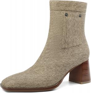 Женские ботильоны на щиколотку с заостренным носком, массивным каблуком, замшей, молниями и декоративным узлом, короткие осенние ботинки Jaffamiraco, Khaki