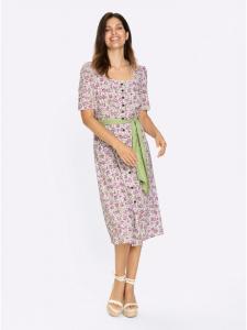 Sieh an! Традиционное платье с принтом в цветах розового кварца и салатового оттенка
