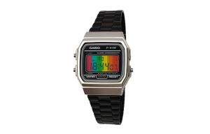 CASIO Мужские часы Retrofit Series с кварцевым механизмом, стальной браслет, черный циферблат