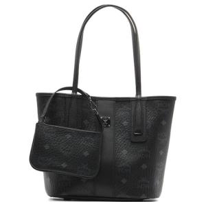 Сумка Liz Visetos из лакированного холста с кожаными вставками, тоут, шопер, через плечо, мини, женская, черная MCM