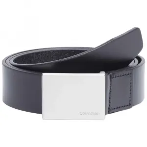 Ремень Calvin Klein Leather Plaque, черный
