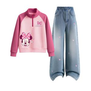 Детская повседневная спортивная одежда Disney, фуксия