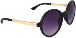 Ретро винтажные большие круглые солнцезащитные очки из золотистого металла MODA, Black