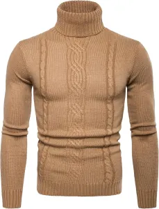 Мужской водолазка свитер зимний кабельная вязка