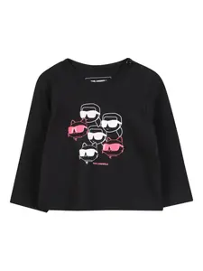 Топ с длинными рукавами и графичным принтом KARL LAGERFELD KIDS, черный