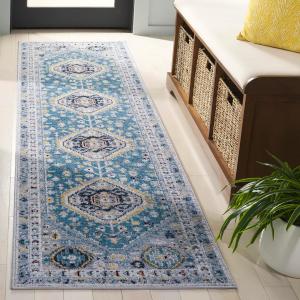 Ковер-дорожка SAFAVIEH, 67 x 244 см, Bayside Collection, Blue & Grey, машинная стирка, идеально для гостиной, прихожей, фойе, спальни (BAY118L-28)