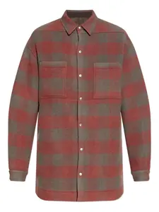 Шерстяная рубашка в клетку Rick Owens, коричневый