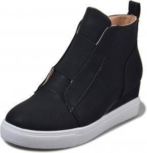 Женские кроссовки ZBYY с клиновидной подошвой, скрытые клинья, боковая молния, замшевые платформенные ботильоны, модные повседневные высокие кеды, Black 9.5-10